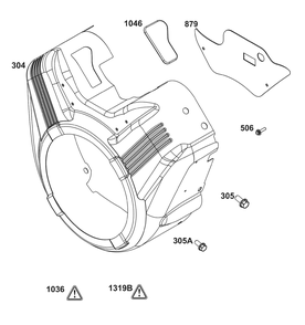 Blower Housing Group Diagram and Parts List for 359447-0119-E1  Briggs and Stratton Engine